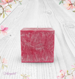 Svíčka Krychle (7 cm) – Červená / Černá višeň / Dvojité srdíčko